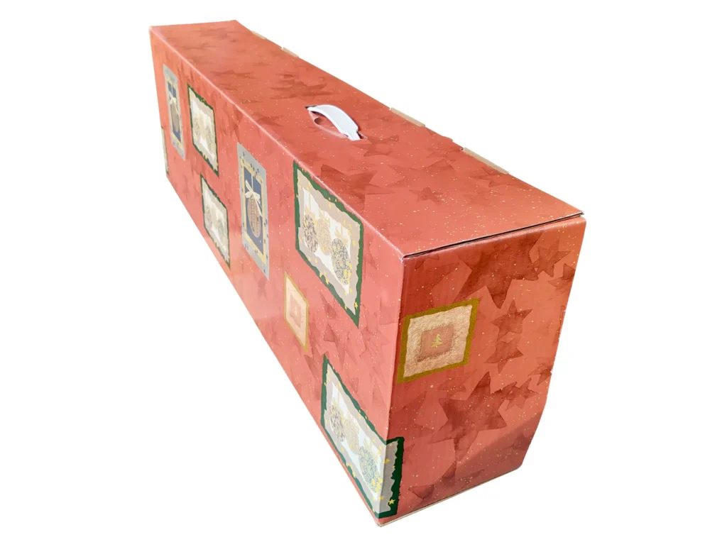 Caja para jamones con diseño navideño y acabado festivo